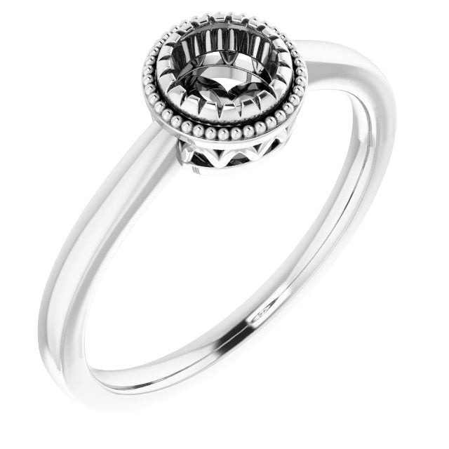 Bague de montage ronde 5 mm en or blanc 14 carats