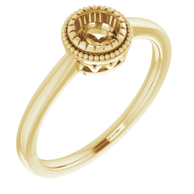 Bague de montage ronde de 5 mm en or jaune 14 carats