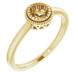Bague de montage ronde de 5 mm en or jaune 14 carats