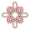 Pendentif trèfle en or rose 14 carats, tourmaline rose naturelle et diamants naturels (0,25 carat au total)