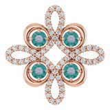 Pendentif en or 14 carats avec alexandrite naturelle rose et diamants naturels (0,25 carat au total).