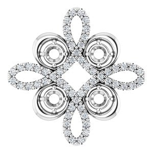 Pendentif trèfle semi-serti en or blanc 14 carats avec diamants naturels (0,26 carat au total)