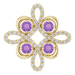 Pendentif en or 14 carats orné d'une améthyste jaune naturelle et de diamants naturels (0,25 carat au total).