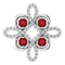 Pendentif trèfle en platine, grenat naturel du Mozambique et diamants naturels (0,25 carat au total)
