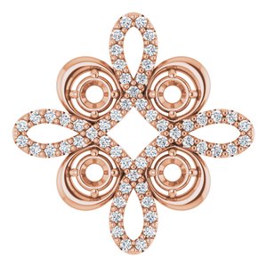 Pendentif trèfle semi-serti en or rose 14 carats et diamants naturels (0,26 carat au total)