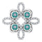 Pendentif trèfle en or 14 carats, alexandrite blanche de laboratoire et diamants (0,25 carat au total).