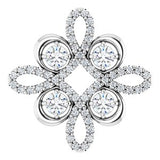 Pendentif trèfle en or blanc 14 carats serti de diamants naturels (3/8 carat au total)