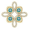 Pendentif trèfle en or jaune 14 carats, alexandrite de laboratoire et diamants (0,25 carat au total).