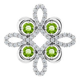 Pendentif trèfle en platine, péridot naturel et diamants naturels (0,25 carat au total)