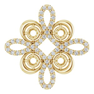Pendentif trèfle semi-serti en or jaune 14 carats avec diamants naturels (0,26 carat au total)
