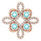 Pendentif trèfle en or rose 14 carats, zircon bleu naturel et diamants naturels (0,25 carat au total).