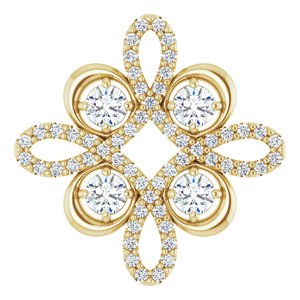 Pendentif trèfle en or jaune 14 carats serti de diamants naturels (3/8 carat au total)