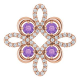 Pendentif en or 14 carats avec améthyste rose naturelle et diamants naturels (0,25 carat au total).