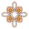 Pendentif trèfle en or rose 14 carats, citrine naturelle et diamants naturels (0,25 carat au total)