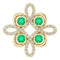 Pendentif trèfle en or 14 carats, orné d'une émeraude de laboratoire jaune et de diamants (0,25 carat au total).