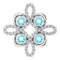 Pendentif trèfle en platine, zircon bleu naturel et diamants naturels (0,25 carat au total)