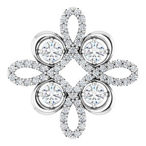 Pendentif trèfle en platine avec diamants naturels de 3/8 carat