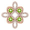 Pendentif trèfle en or rose 14 carats, péridot naturel et diamants naturels (0,25 carat au total)