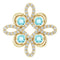 Pendentif trèfle en or jaune 14 carats, zircon bleu naturel et diamants naturels (0,25 carat au total).