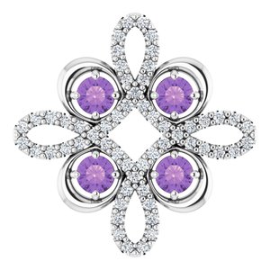 Pendentif en or 14 carats orné d'une améthyste blanche naturelle et de diamants naturels (0,25 carat au total).