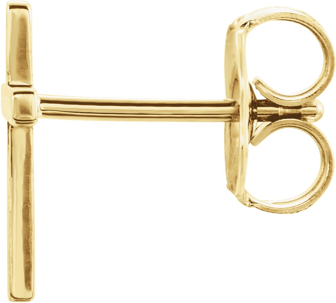 14K Yellow Gold 10 mm Cross Single Earring