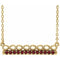 Collier barrette 16 pouces en or jaune 14 carats avec grenat naturel du Mozambique, inspiré de l'infini