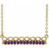 Collier barrette 16 pouces en or 14 carats avec améthyste naturelle jaune, motif infini