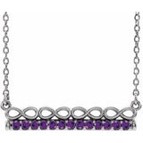 Collier barrette 16 pouces en or 14 carats avec améthyste naturelle blanche, motif infini
