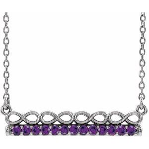 Collier en platine et améthyste naturelle, inspiré de l'infini, de 45,7 cm (18 pouces).