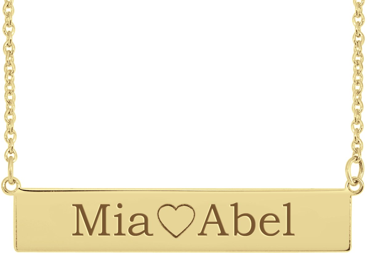 18K Yellow Gold Vermeil Be Posh® Engravable Bar 17 1/2" Necklace