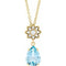 Collier en or 14 carats avec aigue-marine naturelle jaune et diamants naturels (0,08 carat au total), longueur 40-45 cm (16-18 pouces).