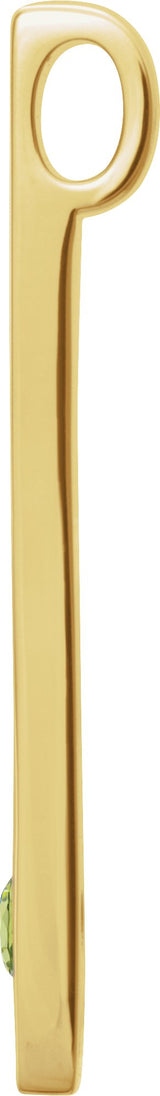 14K Yellow Gold Natural Peridot Family Engravable Bar Pendant