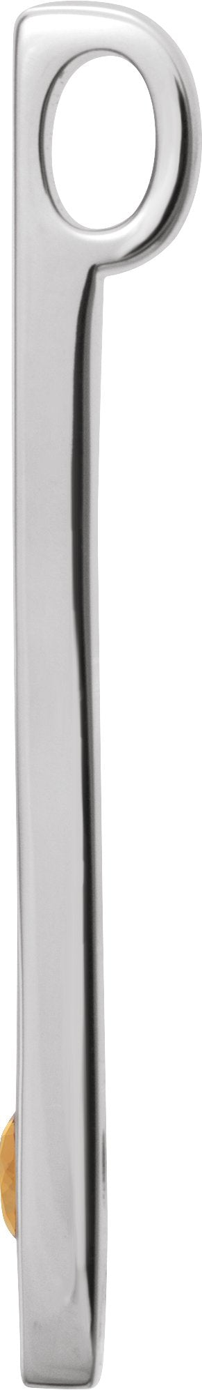 Sterling Silver Natural Citrine Family Engravable Bar Pendant