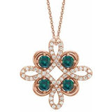 Collier trèfle 18 pouces en or rose 14 carats avec alexandrite naturelle et diamants naturels (0,25 carat au total), orné d'une alexandrite naturelle et de diamants naturels (0,05 carat au total).