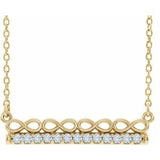 Collier barrette inspirée de l'infini en or jaune 14 carats avec diamants naturels de 0,25 carat (poids total) - 45,7 cm (18 pouces).