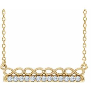 Collier barrette inspirée de l'infini en or jaune 14 carats avec diamants naturels de 0,25 carat (poids total) - 45,7 cm (18 pouces).
