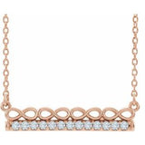 Collier barrette inspirée de l'infini en or rose 14 carats avec diamants naturels 0,25 carat (poids total) - 45,7 cm (18 pouces).