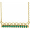 Collier barrette 16 pouces en or jaune 14 carats avec émeraude naturelle et motif infini