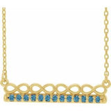 Collier barrette 18 pouces en or jaune 14 carats avec aigue-marine naturelle et motif infini