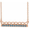 Collier barre 16 pouces en or rose 14 carats avec aigue-marine naturelle et pendentif infini