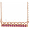 Collier 16 pouces en or rose 14 carats avec tourmaline rose naturelle et pendentif barrette inspirée de l'infini