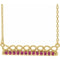 Collier barre 18 pouces en or jaune 14 carats avec tourmaline rose naturelle et motif infini