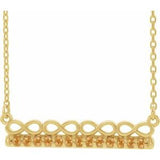 Collier barrette 16 pouces en citrine naturelle jaune 14 carats, inspiré de l'infini