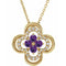Collier trèfle 18 pouces (45,7 cm) en or 14 carats, améthyste jaune naturelle et diamants naturels (0,08 carat au total).