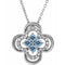 Collier trèfle en or 14 carats, aigue-marine blanche naturelle et diamants naturels (0,08 carat au total), 45,7 cm (18 pouces).