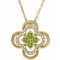 Collier trèfle 18 pouces en or 14 carats, péridot naturel jaune et diamants naturels (0,08 carat au total),