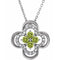 Collier trèfle 18 pouces en or 14 carats, péridot blanc naturel et diamants naturels (0,08 carat au total).
