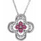 Collier trèfle en platine, tourmaline rose naturelle et diamants naturels (0,08 ct au total), 45,7 cm (18 pouces).