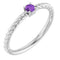 Bague solitaire en argent sterling et améthyste naturelle de 3 mm, style corde