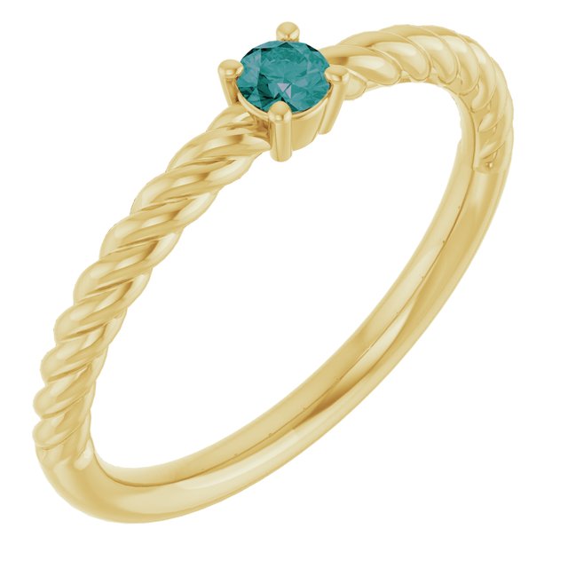 Bague solitaire corde en alexandrite naturelle jaune 14 carats de 3 mm